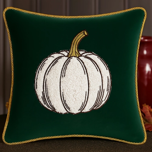 Jesienna poszewka dekoracyjna 40x40 cm z haftem dyni na welurze premium – polska produkcja J&W