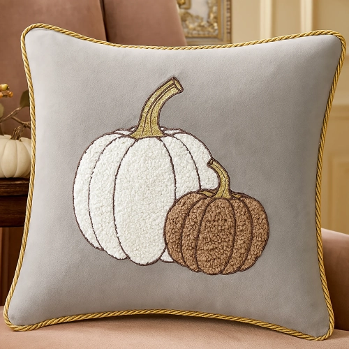 Jesienna poszewka dekoracyjna 40x40 cm z haftem dyni na welurze premium – polska produkcja J&W