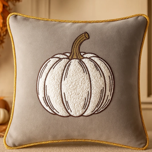 Jesienna poszewka dekoracyjna 40x40 cm z haftem dyni na welurze premium – polska produkcja J&W
