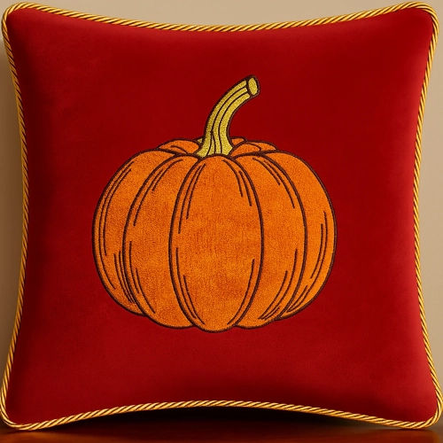 Jesienna poszewka dekoracyjna 40x40 cm z haftem dyni na welurze premium – polska produkcja J&W