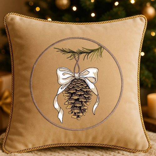 elegancka poszewka świąteczna z ozdobnym sznurem