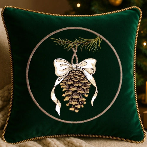 elegancka poszewka świąteczna z ozdobnym sznurem