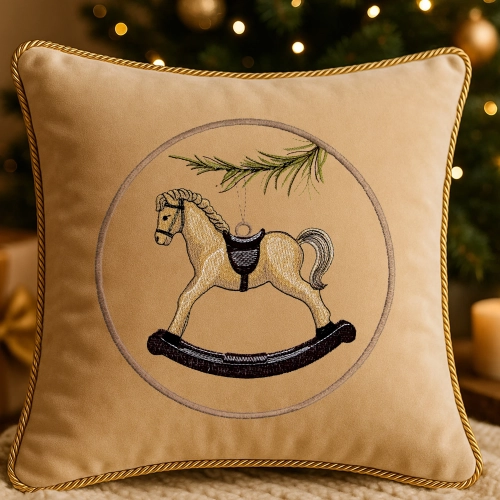 elegancka poszewka świąteczna z ozdobnym sznurem