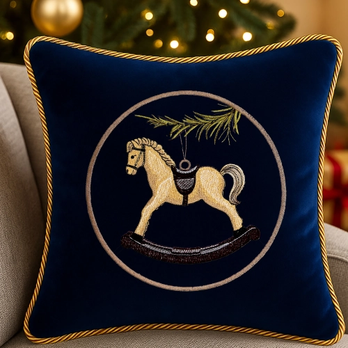 elegancka poszewka świąteczna z ozdobnym sznurem