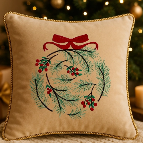 elegancka poszewka świąteczna z ozdobnym sznurem