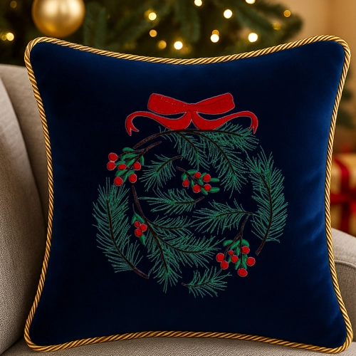 elegancka poszewka świąteczna z ozdobnym sznurem