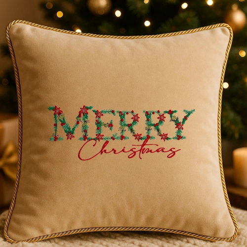 elegancka poszewka świąteczna z ozdobnym sznurem