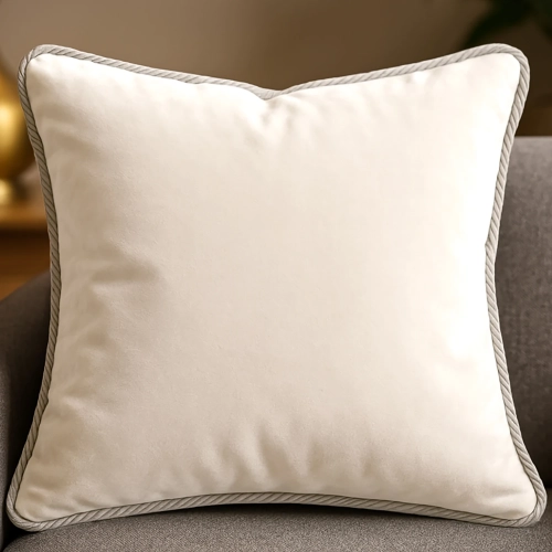 Luksusowa kwadratowa poszewka na poduszkę 40x40 cm z aksamitnego weluru i dekoracyjnym sznurem.