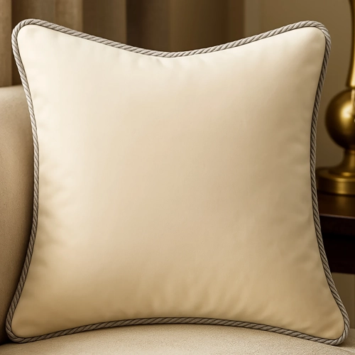 Luksusowa kwadratowa poszewka na poduszkę 40x40 cm z aksamitnego weluru i dekoracyjnym sznurem.