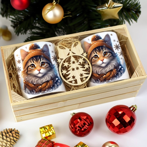 PREZENT ŚWIĄTECZNY ZESTAW KUBKÓW W SKRZYNCE KUBKI MIKOŁAJ RENIFER ŚWIĘTA