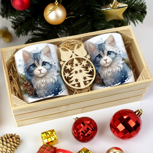 PREZENT ŚWIĄTECZNY ZESTAW KUBKÓW W SKRZYNCE KUBKI MIKOŁAJ RENIFER ŚWIĘTA