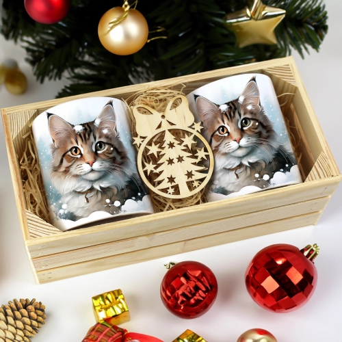 PREZENT ŚWIĄTECZNY ZESTAW KUBKÓW W SKRZYNCE KUBKI MIKOŁAJ RENIFER ŚWIĘTA