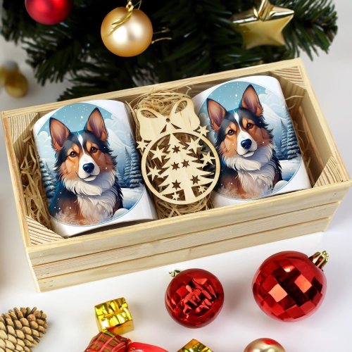 PREZENT ŚWIĄTECZNY ZESTAW KUBKÓW W SKRZYNCE KUBKI MIKOŁAJ RENIFER ŚWIĘTA