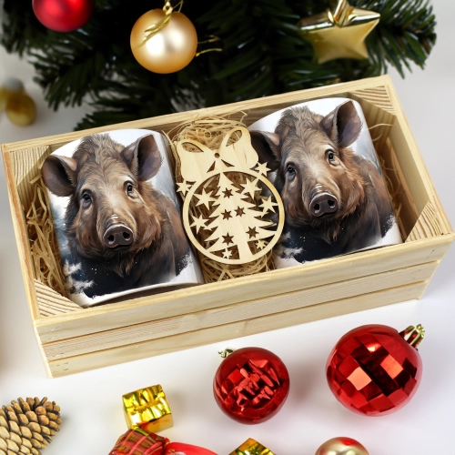 PREZENT ŚWIĄTECZNY ZESTAW KUBKÓW W SKRZYNCE KUBKI MIKOŁAJ RENIFER ŚWIĘTA