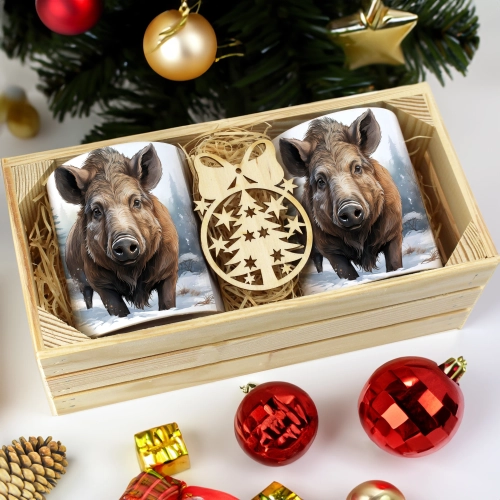 PREZENT ŚWIĄTECZNY ZESTAW KUBKÓW W SKRZYNCE KUBKI MIKOŁAJ RENIFER ŚWIĘTA