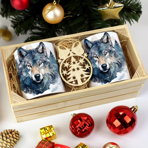 PREZENT ŚWIĄTECZNY ZESTAW KUBKÓW W SKRZYNCE KUBKI MIKOŁAJ RENIFER ŚWIĘTA