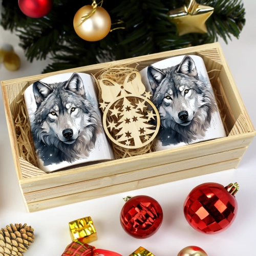 PREZENT ŚWIĄTECZNY ZESTAW KUBKÓW W SKRZYNCE KUBKI MIKOŁAJ RENIFER ŚWIĘTA