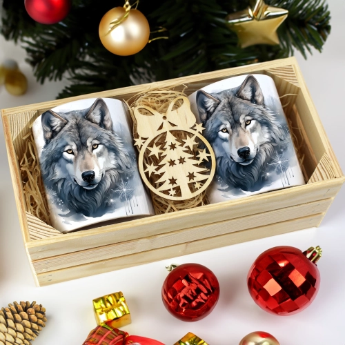 PREZENT ŚWIĄTECZNY ZESTAW KUBKÓW W SKRZYNCE KUBKI MIKOŁAJ RENIFER ŚWIĘTA