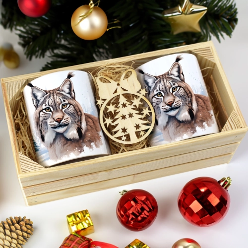 PREZENT ŚWIĄTECZNY ZESTAW KUBKÓW W SKRZYNCE KUBKI MIKOŁAJ RENIFER ŚWIĘTA