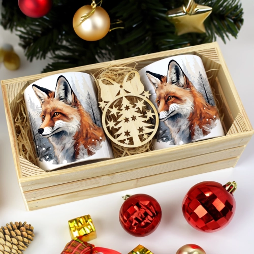 PREZENT ŚWIĄTECZNY ZESTAW KUBKÓW W SKRZYNCE KUBKI MIKOŁAJ RENIFER ŚWIĘTA