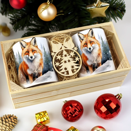 PREZENT ŚWIĄTECZNY ZESTAW KUBKÓW W SKRZYNCE KUBKI MIKOŁAJ RENIFER ŚWIĘTA