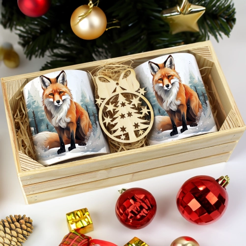 PREZENT ŚWIĄTECZNY ZESTAW KUBKÓW W SKRZYNCE KUBKI MIKOŁAJ RENIFER ŚWIĘTA