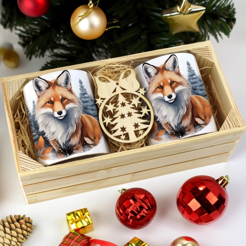 PREZENT ŚWIĄTECZNY ZESTAW KUBKÓW W SKRZYNCE KUBKI MIKOŁAJ RENIFER ŚWIĘTA