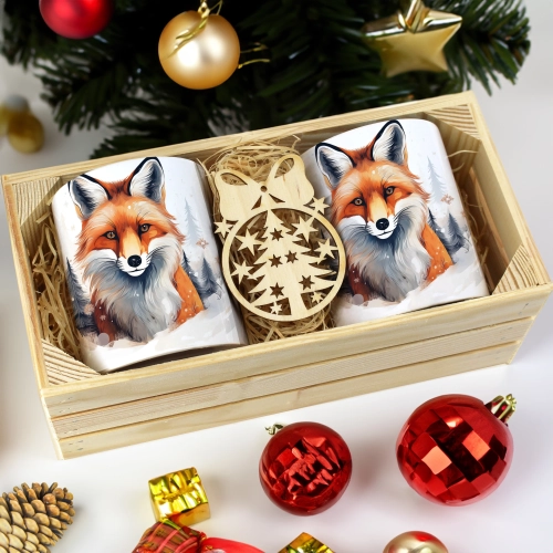 PREZENT ŚWIĄTECZNY ZESTAW KUBKÓW W SKRZYNCE KUBKI MIKOŁAJ RENIFER ŚWIĘTA