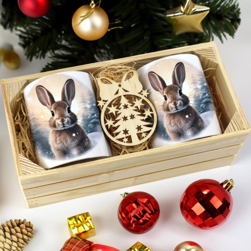 PREZENT ŚWIĄTECZNY ZESTAW KUBKÓW W SKRZYNCE KUBKI MIKOŁAJ RENIFER ŚWIĘTA