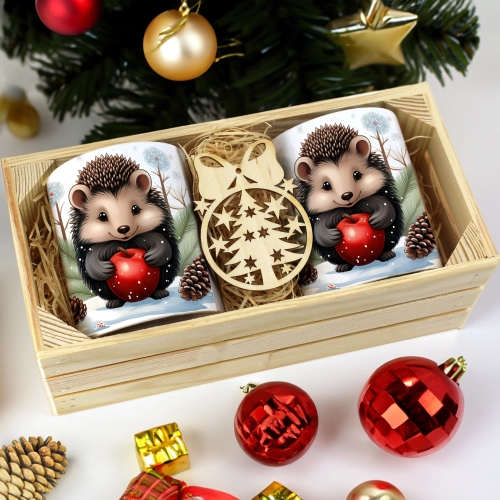 PREZENT ŚWIĄTECZNY ZESTAW KUBKÓW W SKRZYNCE KUBKI MIKOŁAJ RENIFER ŚWIĘTA