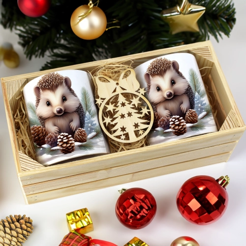 PREZENT ŚWIĄTECZNY ZESTAW KUBKÓW W SKRZYNCE KUBKI MIKOŁAJ RENIFER ŚWIĘTA