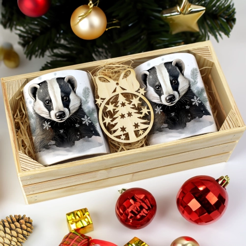 PREZENT ŚWIĄTECZNY ZESTAW KUBKÓW W SKRZYNCE KUBKI MIKOŁAJ RENIFER ŚWIĘTA