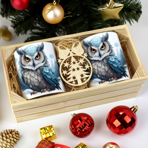 PREZENT ŚWIĄTECZNY ZESTAW KUBKÓW W SKRZYNCE KUBKI MIKOŁAJ RENIFER ŚWIĘTA