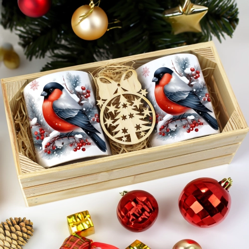 PREZENT ŚWIĄTECZNY ZESTAW KUBKÓW W SKRZYNCE KUBKI MIKOŁAJ RENIFER ŚWIĘTA