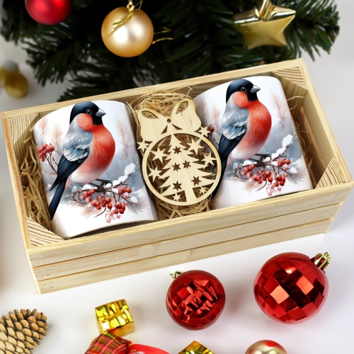 PREZENT ŚWIĄTECZNY ZESTAW KUBKÓW W SKRZYNCE KUBKI MIKOŁAJ RENIFER ŚWIĘTA