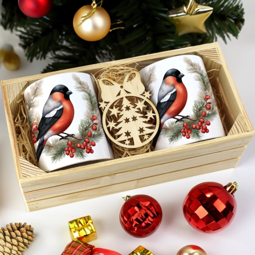 PREZENT ŚWIĄTECZNY ZESTAW KUBKÓW W SKRZYNCE KUBKI MIKOŁAJ RENIFER ŚWIĘTA