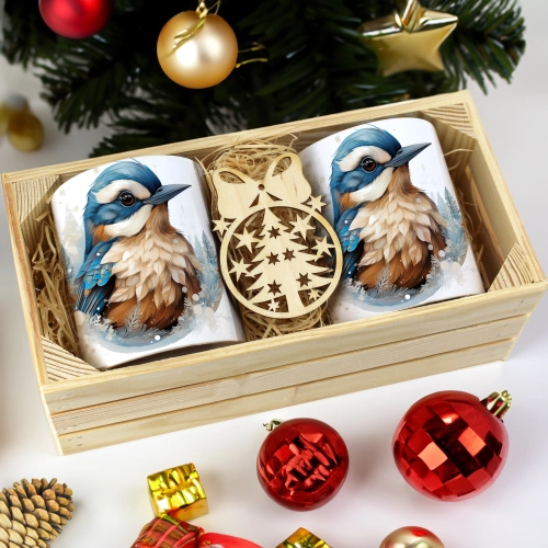 PREZENT ŚWIĄTECZNY ZESTAW KUBKÓW W SKRZYNCE KUBKI MIKOŁAJ RENIFER ŚWIĘTA