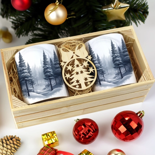 PREZENT ŚWIĄTECZNY ZESTAW KUBKÓW W SKRZYNCE KUBKI MIKOŁAJ RENIFER ŚWIĘTA