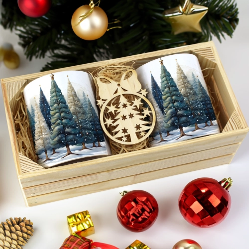 PREZENT ŚWIĄTECZNY ZESTAW KUBKÓW W SKRZYNCE KUBKI MIKOŁAJ RENIFER ŚWIĘTA