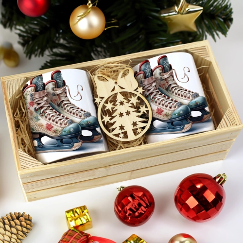 PREZENT ŚWIĄTECZNY ZESTAW KUBKÓW W SKRZYNCE KUBKI MIKOŁAJ RENIFER ŚWIĘTA