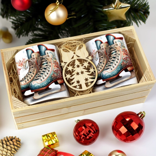 PREZENT ŚWIĄTECZNY ZESTAW KUBKÓW W SKRZYNCE KUBKI MIKOŁAJ RENIFER ŚWIĘTA