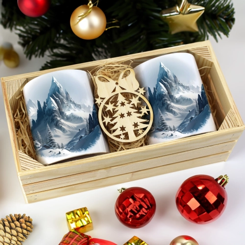 PREZENT ŚWIĄTECZNY ZESTAW KUBKÓW W SKRZYNCE KUBKI MIKOŁAJ RENIFER ŚWIĘTA