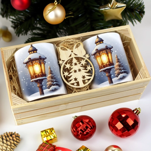 PREZENT ŚWIĄTECZNY ZESTAW KUBKÓW W SKRZYNCE KUBKI MIKOŁAJ RENIFER ŚWIĘTA