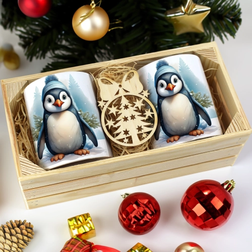 PREZENT ŚWIĄTECZNY ZESTAW KUBKÓW W SKRZYNCE KUBKI MIKOŁAJ RENIFER ŚWIĘTA