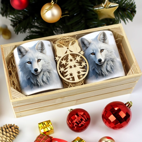 PREZENT ŚWIĄTECZNY ZESTAW KUBKÓW W SKRZYNCE KUBKI MIKOŁAJ RENIFER ŚWIĘTA