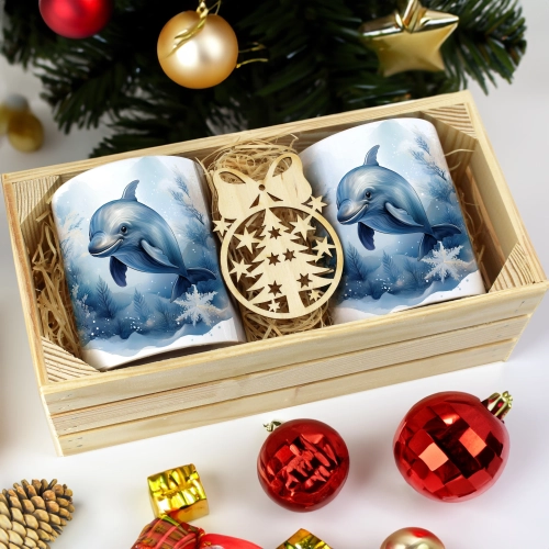 PREZENT ŚWIĄTECZNY ZESTAW KUBKÓW W SKRZYNCE KUBKI MIKOŁAJ RENIFER ŚWIĘTA