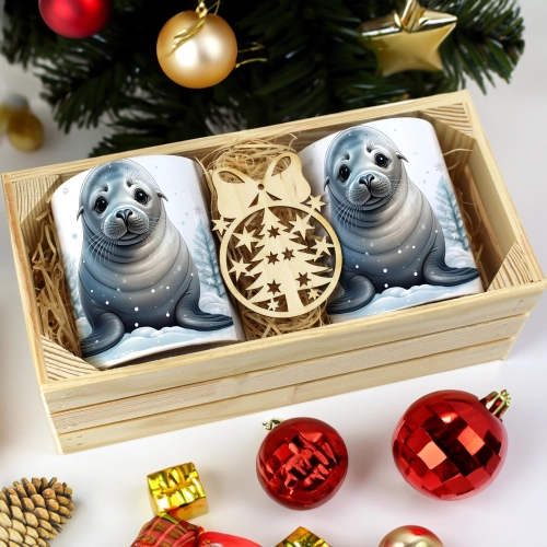 PREZENT ŚWIĄTECZNY ZESTAW KUBKÓW W SKRZYNCE KUBKI MIKOŁAJ RENIFER ŚWIĘTA