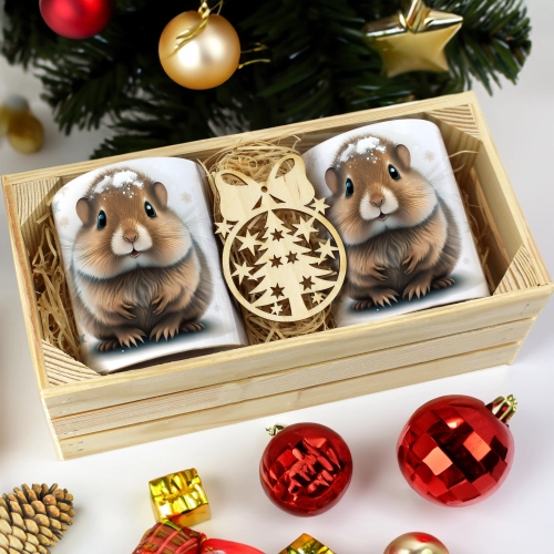 PREZENT ŚWIĄTECZNY ZESTAW KUBKÓW W SKRZYNCE KUBKI MIKOŁAJ RENIFER ŚWIĘTA