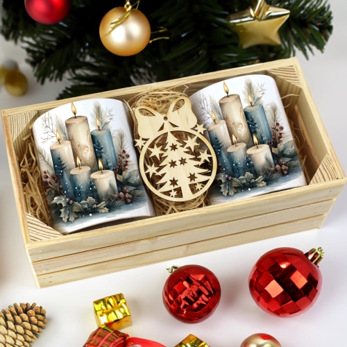 PREZENT ŚWIĄTECZNY ZESTAW KUBKÓW W SKRZYNCE KUBKI MIKOŁAJ RENIFER ŚWIĘTA