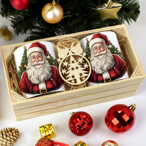 PREZENT ŚWIĄTECZNY ZESTAW KUBKÓW W SKRZYNCE KUBKI MIKOŁAJ RENIFER ŚWIĘTA